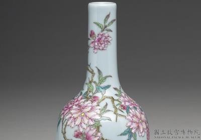 图片[2]-Shuanglu vase with peach-blossom and poem on a blue ground in yangcai painted enamels, Qianlong reign (1736-1795), Qing dynasty-China Archive